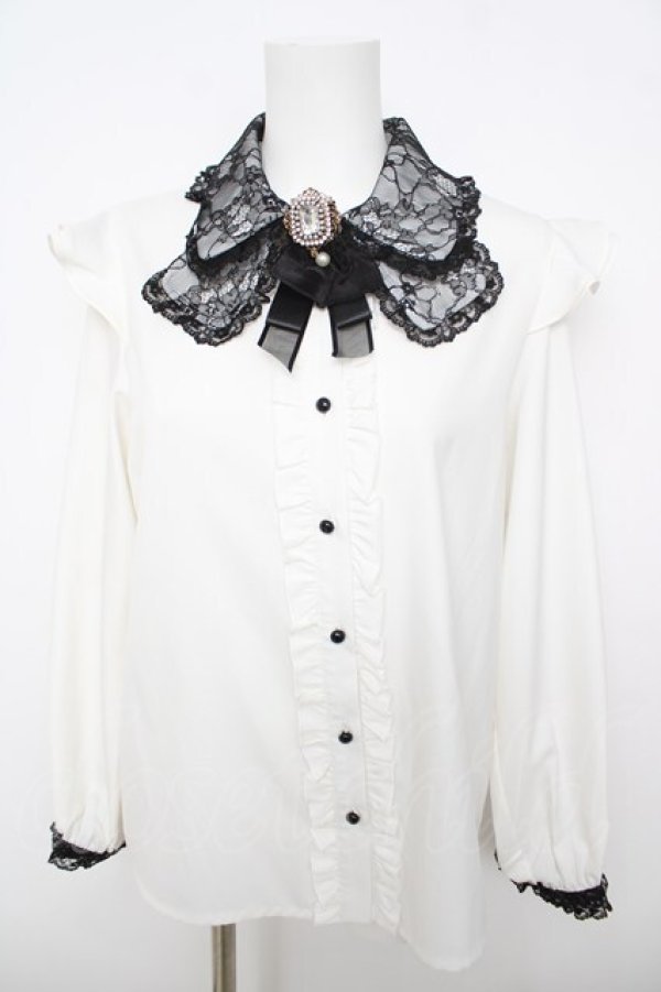 画像1: Rojita / ブローチ付きブラウス  シロ Y-26-04-11-038-LO-BL-SZ-ZY (1)