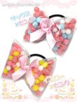 画像1: 【新品】ビッグリボンシースルーヘアゴム（イエローxピンク） HA_247_B148 (1)