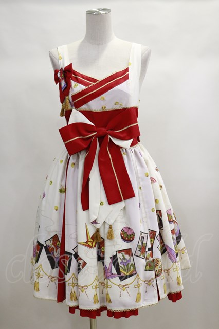 metamorphose こい恋花かるた 白タックジャンパースカート www