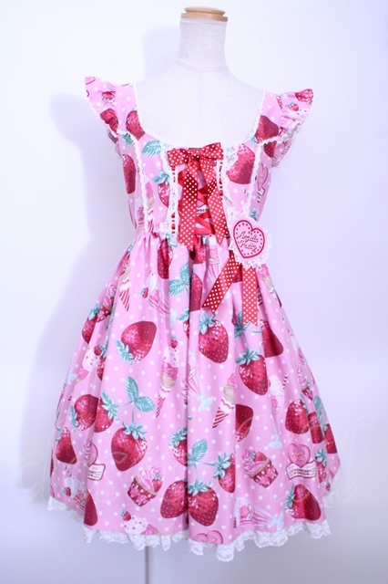 Angelic Pretty / Fresh Strawberry Dinerジャンパースカート  Y-23-01-17-056y-1-OP-AP-L-SZ-ZY-R