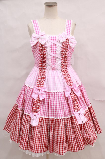 angelic pretty pretty frill ジャンスカ　ギンガムアカ