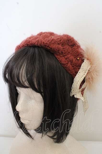 axes femme ファーぽんぽんビーズ配色ベレー帽 CC-O-23-8-13-110-AX-AC-IG-ZT87 closet child  オンラインショップ
