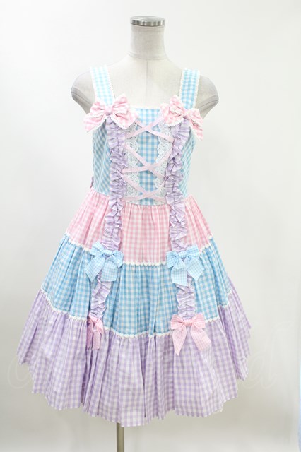 ドット肩リボンジャンバースカート ピンク Angelic Pretty