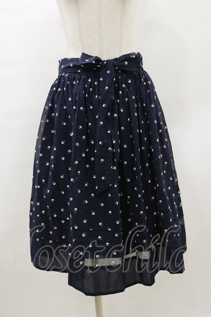 Jane Marple / Sprinkled flowers wrapped skirt Free ネイビー H-23 