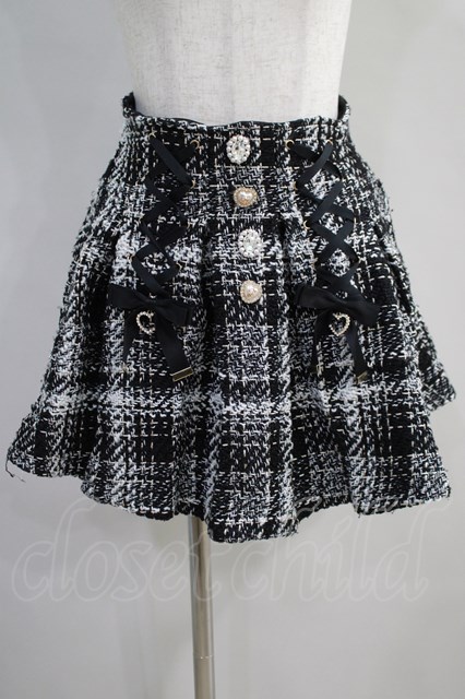 lizlisa チェックボックススカパン 黒 はしごリボンチェック