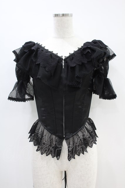 Triple fortune / コルセットブラウス 黒 H-24-07-20-1010-EL-TO-KB-ZH  