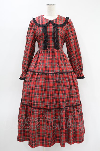 Maria pipi / クラシカルタータンチェックワンピース Free レッド H-24  