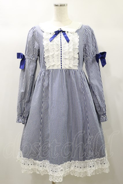 Melody BasKet / レイニーストライプワンピース ネイビー H-24-10-01  