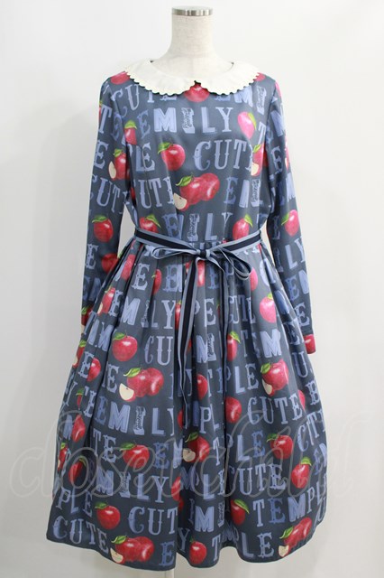 Emily Temple cute / アルファベットAppleワンピース 3L ネイビー H-24  
