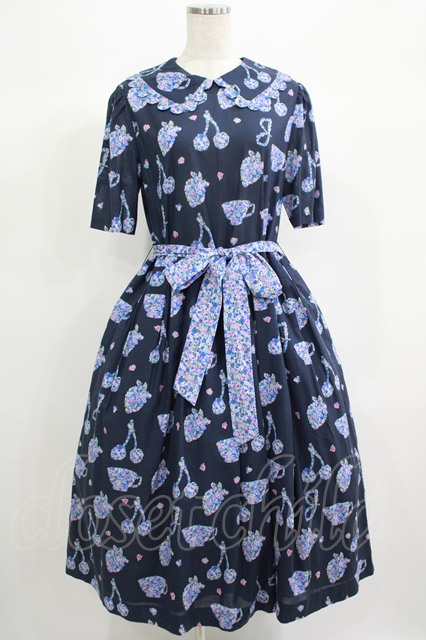 Jane marple★Spirit of libertyコレットドレス★紺 Jane Marple / Bonjour Millefleursのコレットドレス ネイビー H