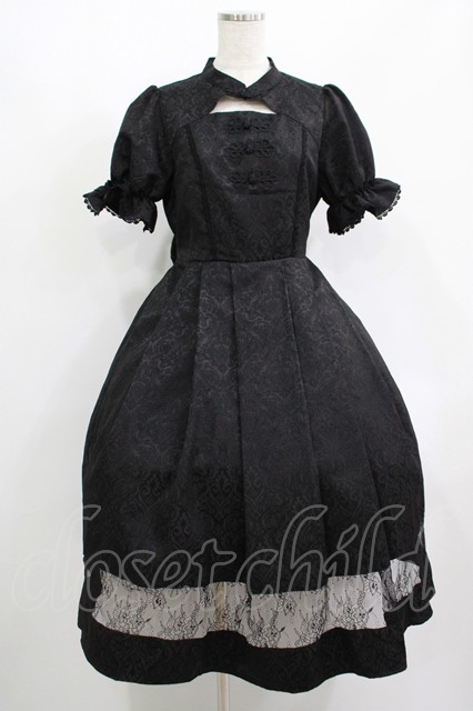 axes femme kawaii / チャイナ釦ジャガードワンピ M ブラック H axes femme kawaii / チャイナ釦ジャガードワンピ M ブラック H