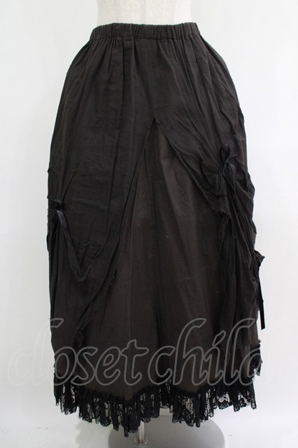 h.NAOTO Blood ロングスカート h.naoto Blood / ガーゼレイヤード風ロングスカート ブラック H