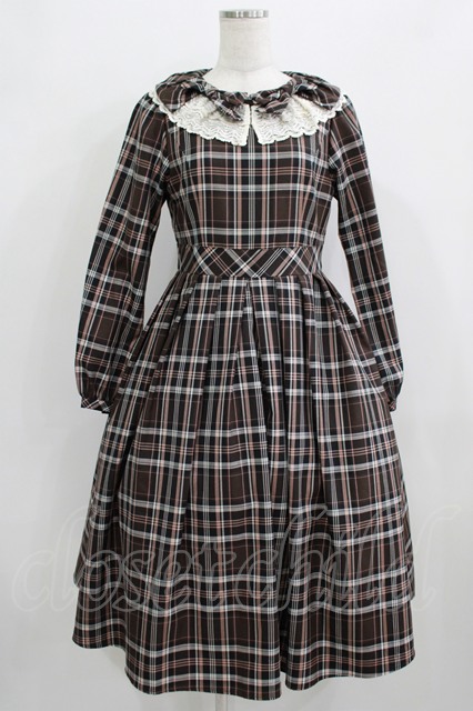 Melody BasKet♡リボンとレースカラーのタータンチェックワンピース Melody BasKet / リボンとレースカラーのタータンチェック