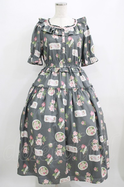 新品未使用♡melodybasket PreciousRoseフリルカラーワンピ Melody BasKet / Precious Roseフリルカラーワンピース TallM グレー H