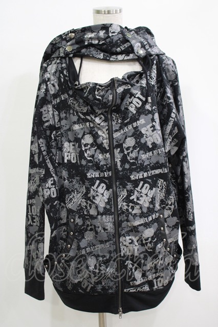 セックスポットフリンジデザイン ブラック フード付きパーカー セックスポットリベンジ フード付きブラックパーカー - メルカリ