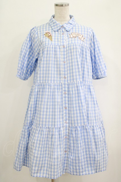 ワンピース 36M babyDior(購入者決定) 襟付きダンガリーティアードワンピース(90~140cm)(90cm ブルー