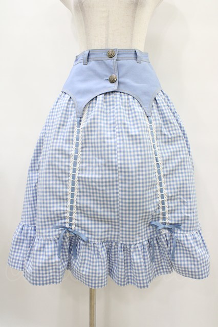 ブルブブ★即完売ヒッコリージャンスカXS☆サックス★スカート新品タグ付き センタージップチェックジャンスカ[品番：IGAW0006072]｜axes