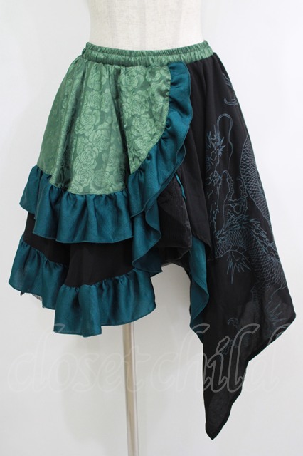 Qutie Frash / アシメパニエスカート グリーン H-25-10-08-1031-QU-SK