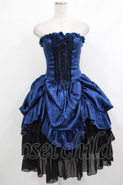 ATELIER PIERROT Bustle Corset Dress ネイビー ATELIER-PIERROT】Bustle Corset Dress Rose Jacqu
