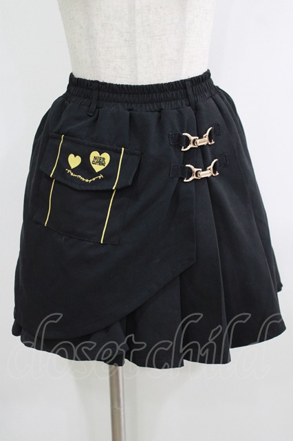 NieR Clothing / ラップ風プリーツスカート 黒 H-25-10-22-1030