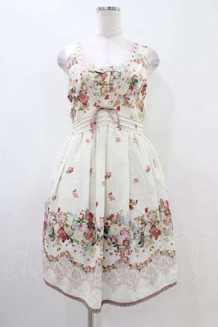 花音♡　ワンピース axes femme / シアーチェック花柄ワンピース M 生成り H-25-11-07-1037