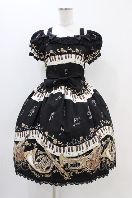 ALICE and the PIRATES / 黒猫のダンス柄ジャンパースカートI Free