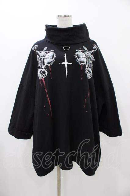 SEX POT ReVeNGe / プリントハイネックトップス L ブラック H-25-11-13