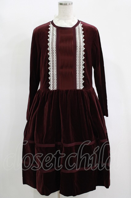 Jane Marple / コットンベルベットマリオネットドレス M ボルドー H-25