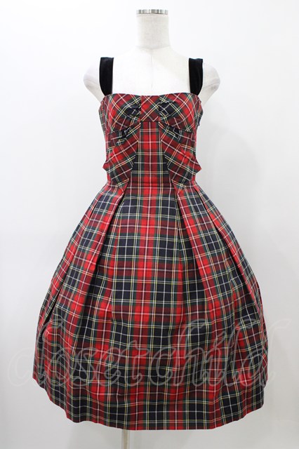 Jane Marple / タータンチェックリボンドレス レッド H-25-11-19-1022