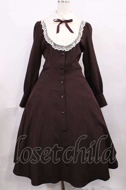 Innocent World 丸衿ヨークワンピース ボルドー Innocent World / 丸衿ヨークワンピース L ボルドー H-25-12-08-1019