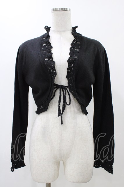 h.naoto Blood / エンブレム刺繍ニットボレロ ブラック H-25-12-12-037