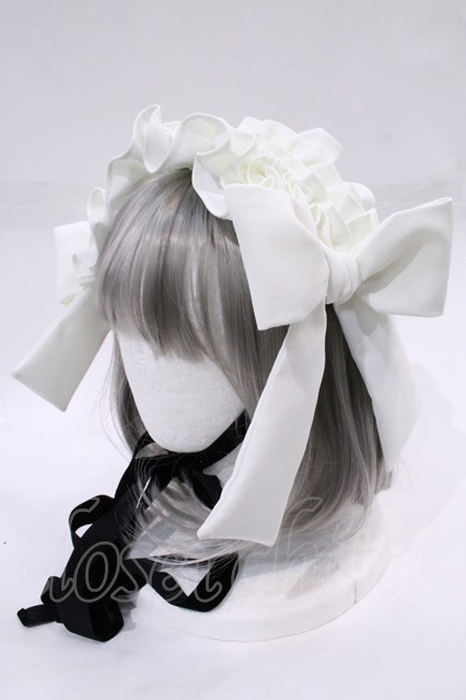 ヘッドドレス 耳あて フリル ハンドメイド ほろ イヤマフ 白 黒