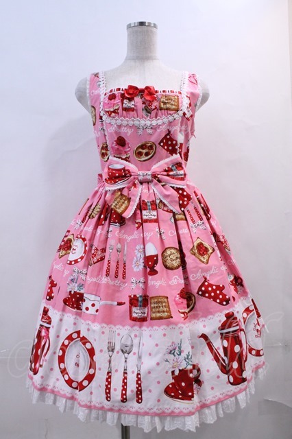 French Cafe切替ジャンパースカート 黒