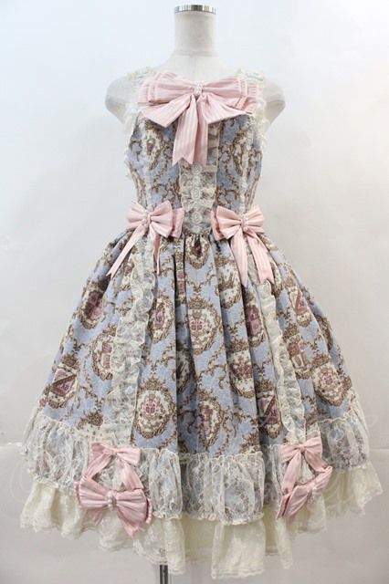 新品タグ付/Angelic pretty フラワーレースワンピース F サックス