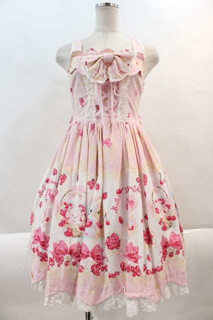 なかよしくみゃちゃんのいちごとレースのミルフィーユ柄ジュディJSK