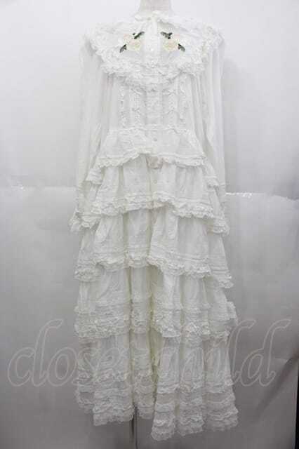 PINK HOUSE / ホワイトローズ刺繍使いワンピース 白 I-25-06-21