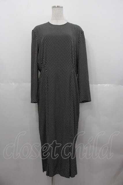 INGEBORG / ドット長袖ワンピース 黒X白 I-25-06-21-070-LO-OP