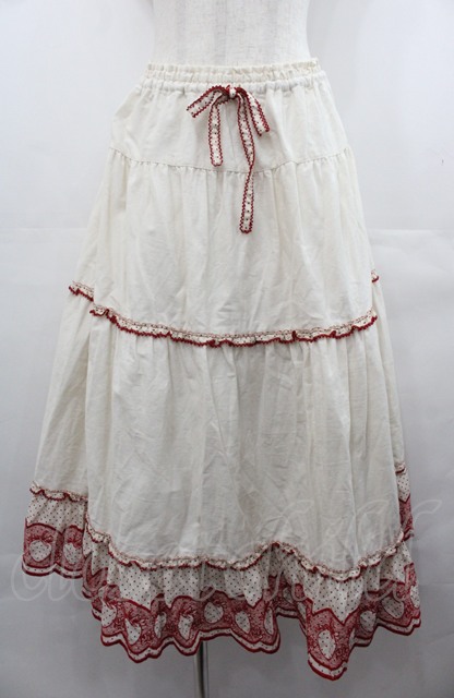 PINK HOUSE / いちごステッチレース使いライトデニムスカート キナリ I