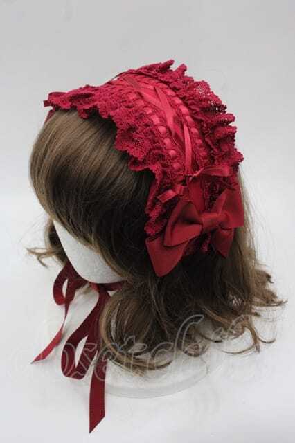 はしごレースのスピンドールヘッドドレス（バーバリー） オフ白 はしごレースのスピンドールヘッドドレス（バーバリー） オフ白