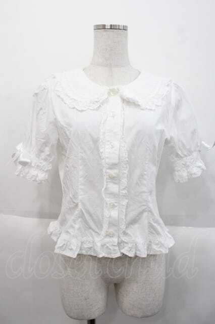 BABY 白ブラウス 【リボン&タイ付き】レース　ハート BABY,THE STARS SHINE BRIGHT / ハートレース襟半袖ブラウス 白