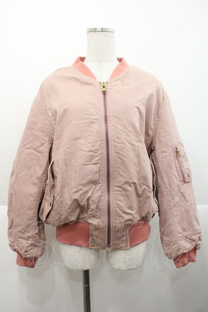 WONDERFUL WORLD / テディベア刺繍&ワッペンブルゾン ピンク I