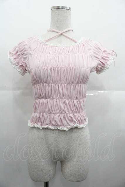 Angelic Pretty シャーリングカットソー　ピンク　お袖取外し可 Angelic Pretty / シャーリング半袖カットソー ピンク I-25-10