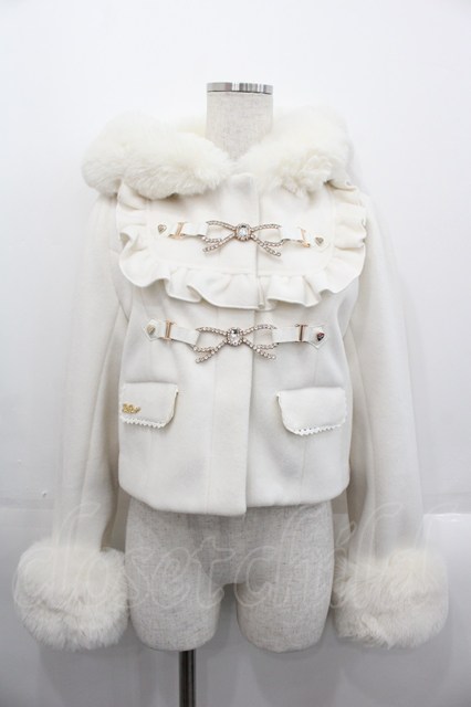 LIZLISA ビジューリボンショートフードコート ピンク ビジューリボンショートフードコート ｜ LIZ LISA（リズリサ