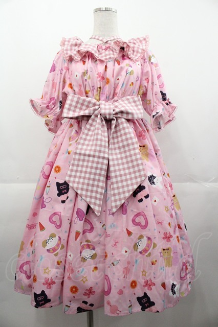 ワンピース pink axes femme kawaii / ハッピーバカンス柄ワンピース ピンク I-25-11-07