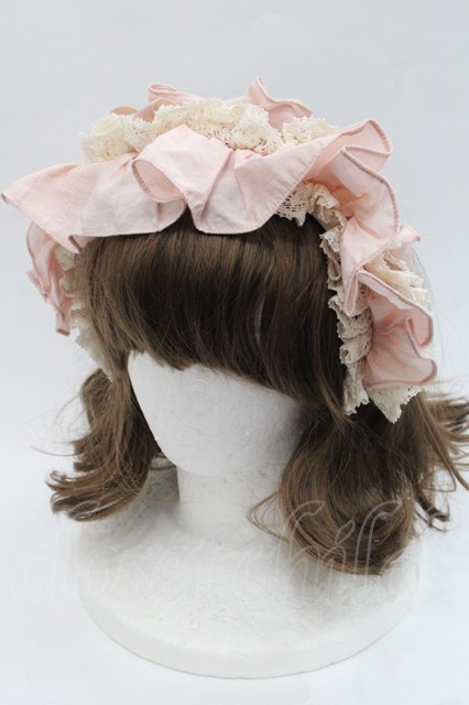 Hoshibako Works / フリルリボンカチューシャ ピンクXアイボリー I-25