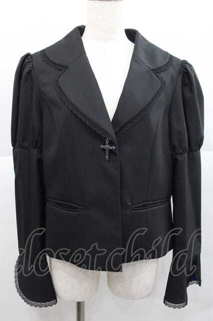 Moi-meme-Moitie / 十字架ボタン比翼ジャケット 黒 I-25-12-09-041-MO