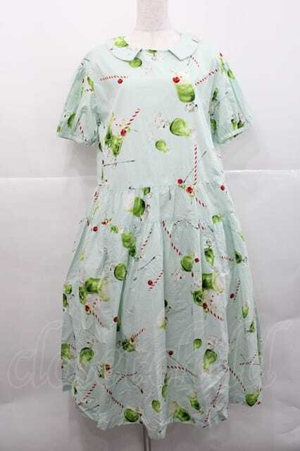 PINK HOUSE / クリームソーダプリントミディワンピース アイスグリーン