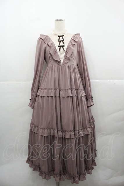 axes femme kawaii / クラシカルフリルロングワンピ ピンク I-25-12-13