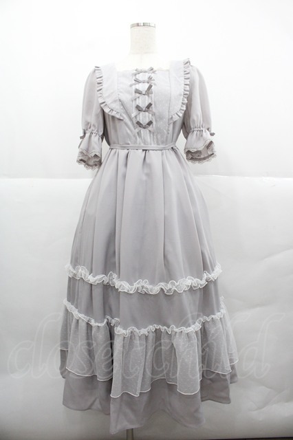 axes femme kawaii / プチリボンワンピース M グレー I-25-12-13-077