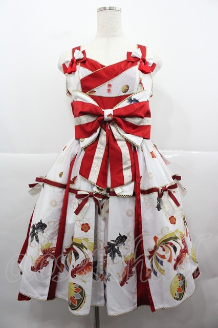 metamorphose / 乙女の白昼夢タックジャンパースカート 白 I-25-12-13